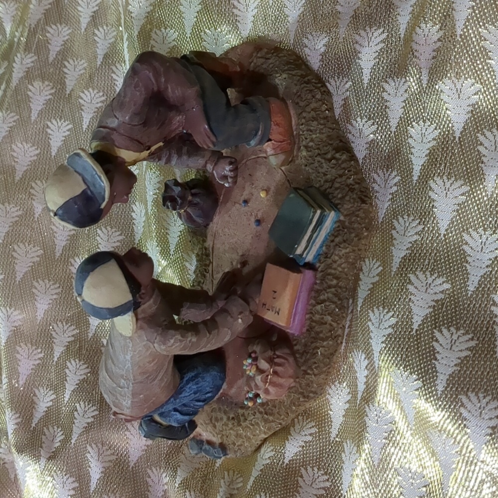 Vintage Figurine of Two Boys Playing Marbles